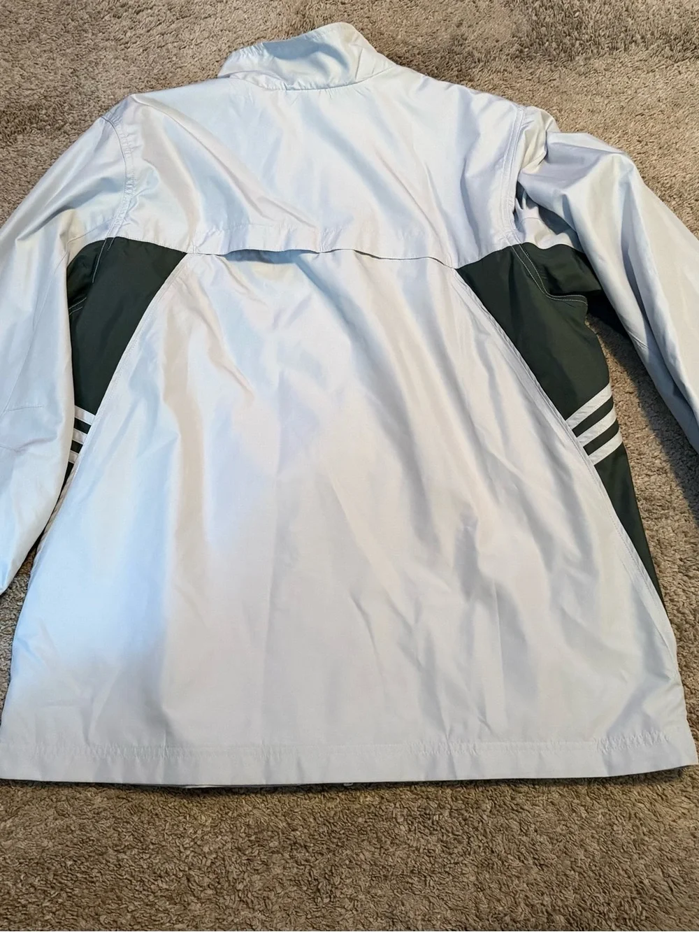adidas White and Dark Green Sport Windbreaker Jacket
